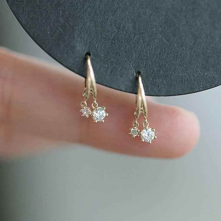 925 Sterling Silver Shiny Crystal Earrings Charm Jewelry FB310 - Touchy Style