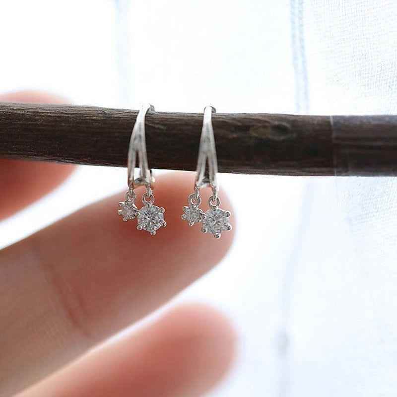 925 Sterling Silver Shiny Crystal Earrings Charm Jewelry FB310 - Touchy Style