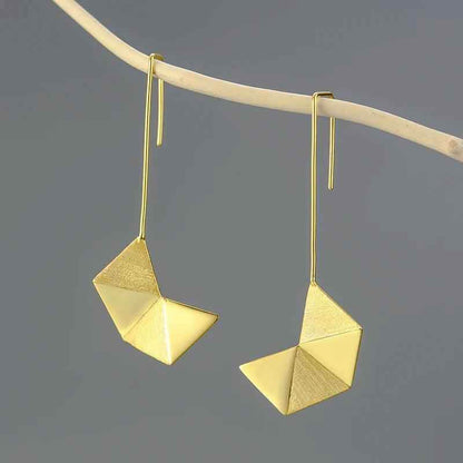 925 Sterling Silver Simple Origami Long Drop Earring Charm Jewelry LFJB0262 - Touchy Style