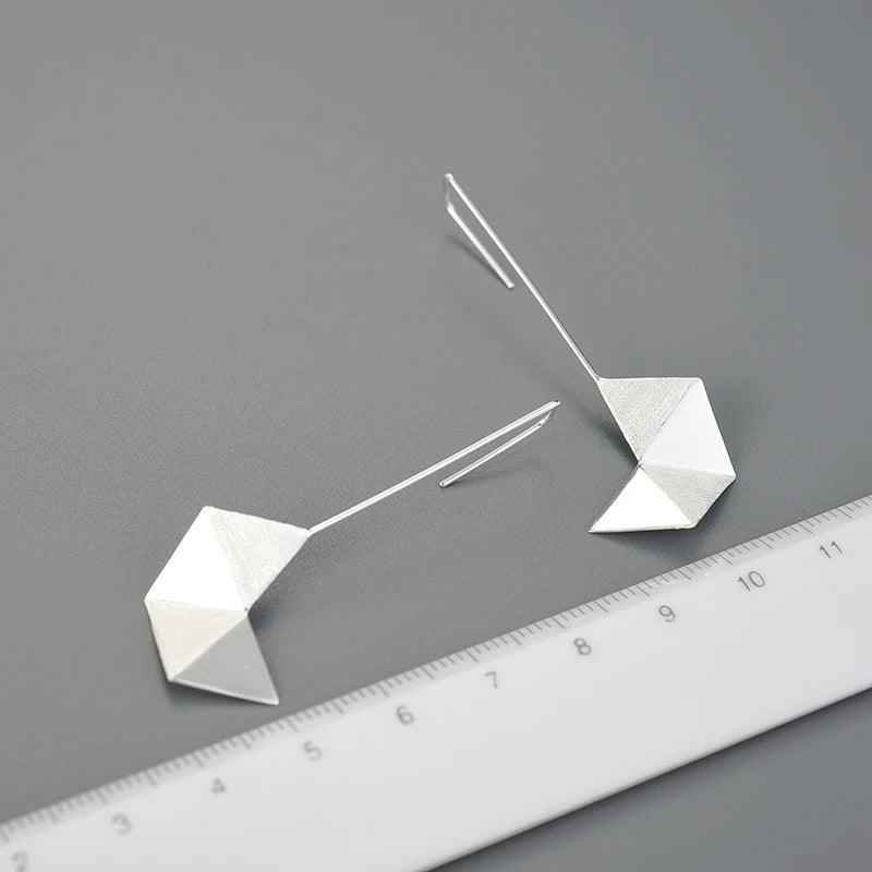 925 Sterling Silver Simple Origami Long Drop Earring Charm Jewelry LFJB0262 - Touchy Style