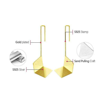 925 Sterling Silver Simple Origami Long Drop Earring Charm Jewelry LFJB0262 - Touchy Style .