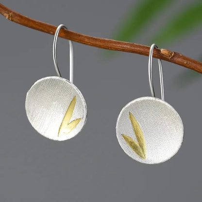 925 Sterling Silver Small Bamboo Leaves Dangle Earrings: Charm Jewelry (LFJB0267) - Touchy Style .