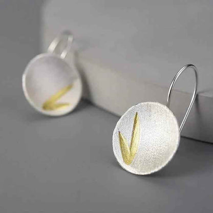 925 Sterling Silver Small Bamboo Leaves Dangle Earrings: Charm Jewelry (LFJB0267) - Touchy Style