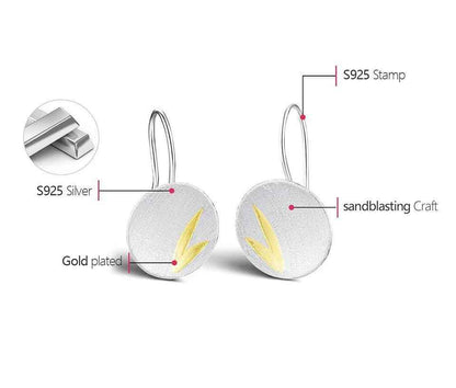 925 Sterling Silver Small Bamboo Leaves Dangle Earrings: Charm Jewelry (LFJB0267) - Touchy Style