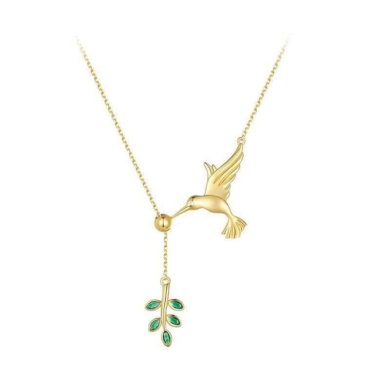 925 Sterling Silver Spring Bird &amp; Tree Pendant Necklace Charm Jewelry - Touchy Style