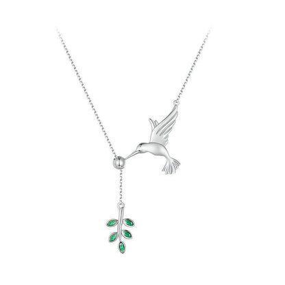 925 Sterling Silver Spring Bird & Tree Pendant Necklace Charm Jewelry - Touchy Style .