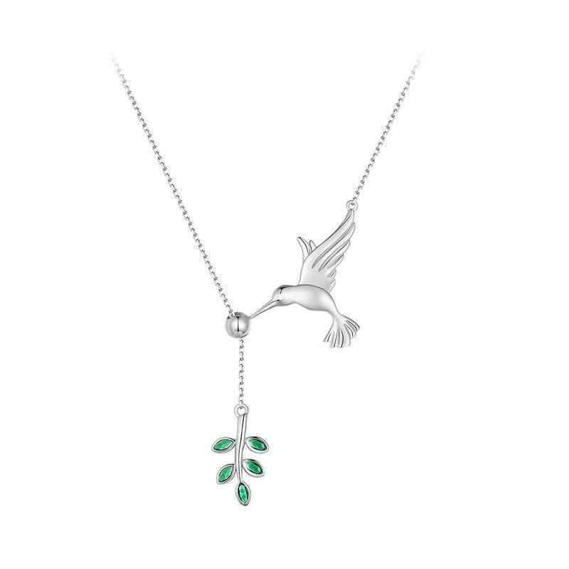 925 Sterling Silver Spring Bird &amp; Tree Pendant Necklace Charm Jewelry - Touchy Style .