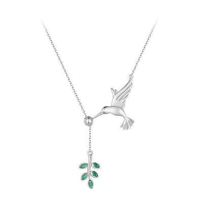 925 Sterling Silver Spring Bird &amp; Tree Pendant Necklace Charm Jewelry - Touchy Style .