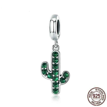 925 Sterling Silver Strong Cactus Pendant Charm Jewelry Without Chain - Touchy Style .