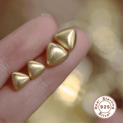 925 Sterling Silver Stud Earrings Charm Jewelry - Brushed Triangle - Xm404 - Touchy Style