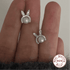 925 Sterling Silver Stud Earrings Charm Jewelry - Bunny Pearl Zircon - Xm402 - Touchy Style