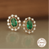 925 Sterling Silver Stud Earrings Charm Jewelry - Emerald Zircon Oval - Xm360 - Touchy Style
