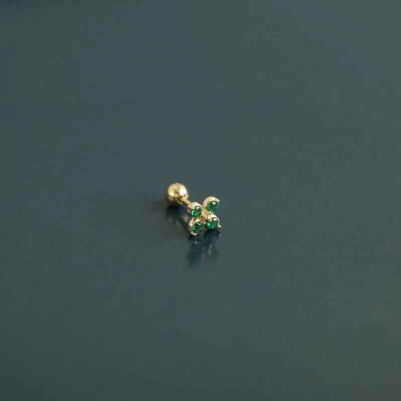 925 Sterling Silver Stud Earrings Charm Jewelry - Green Zircon Flower - Xm241 - Touchy Style