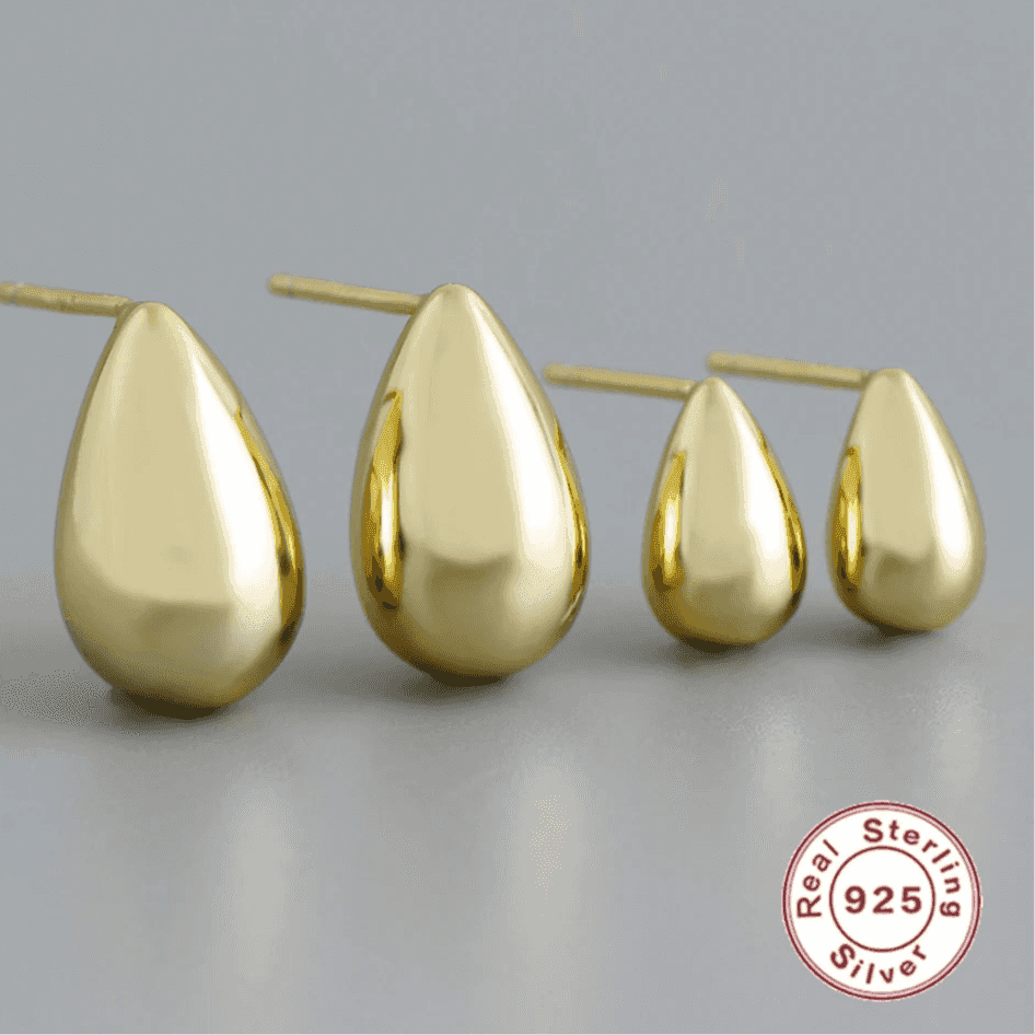 925 Sterling Silver Stud Earrings Charm Jewelry - Light Drop-shaped - MD412 - Touchy Style