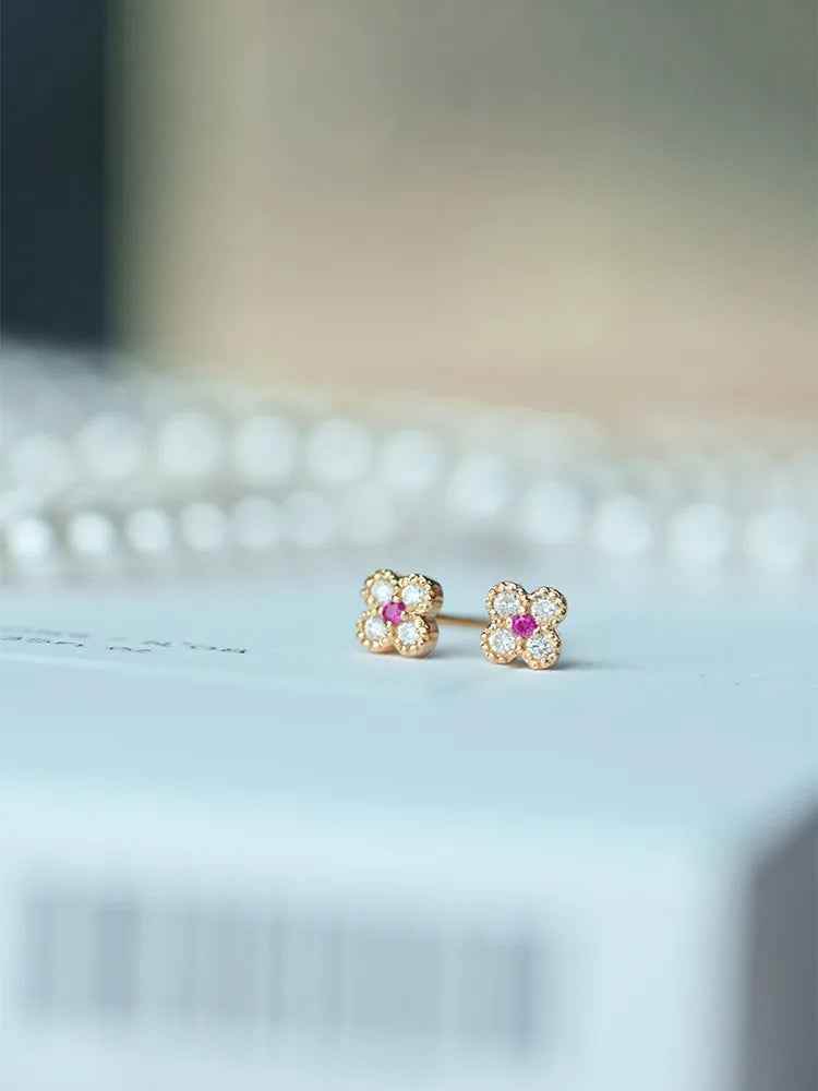925 Sterling Silver Stud Earrings Charm Jewelry - Mini Cute Flower - Xm333 - Touchy Style