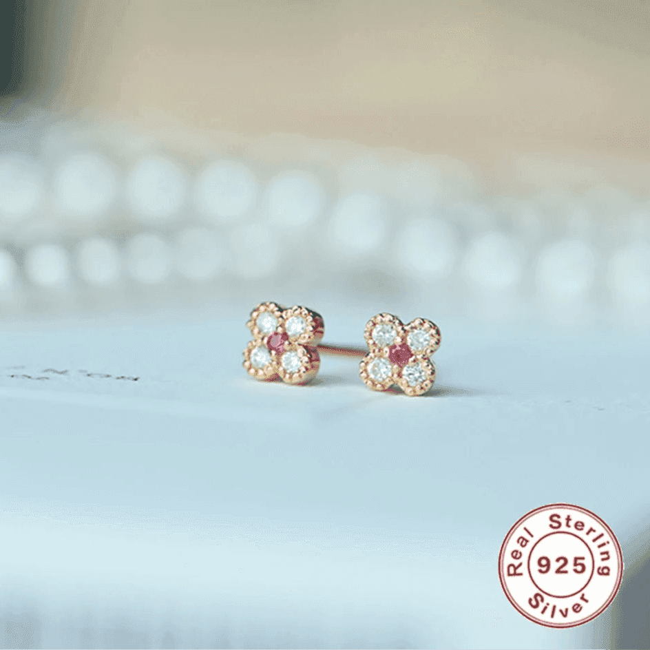 925 Sterling Silver Stud Earrings Charm Jewelry - Mini Cute Flower - Xm333 - Touchy Style