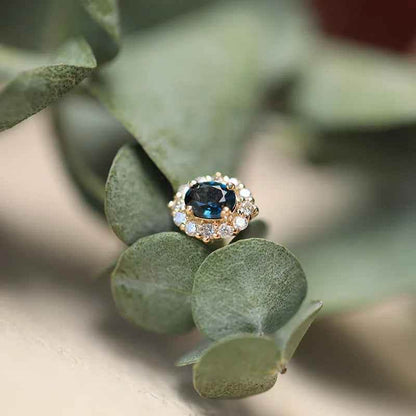 925 Sterling Silver Stud Earrings Charm Jewelry - Oval Blue Spinel Zirconia - Xm383 - Touchy Style