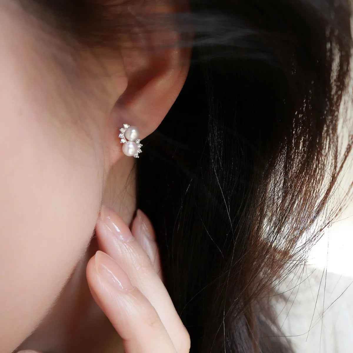 925 Sterling Silver Stud Earrings Charm Jewelry - Pearl Zircon - Xm382 - Touchy Style