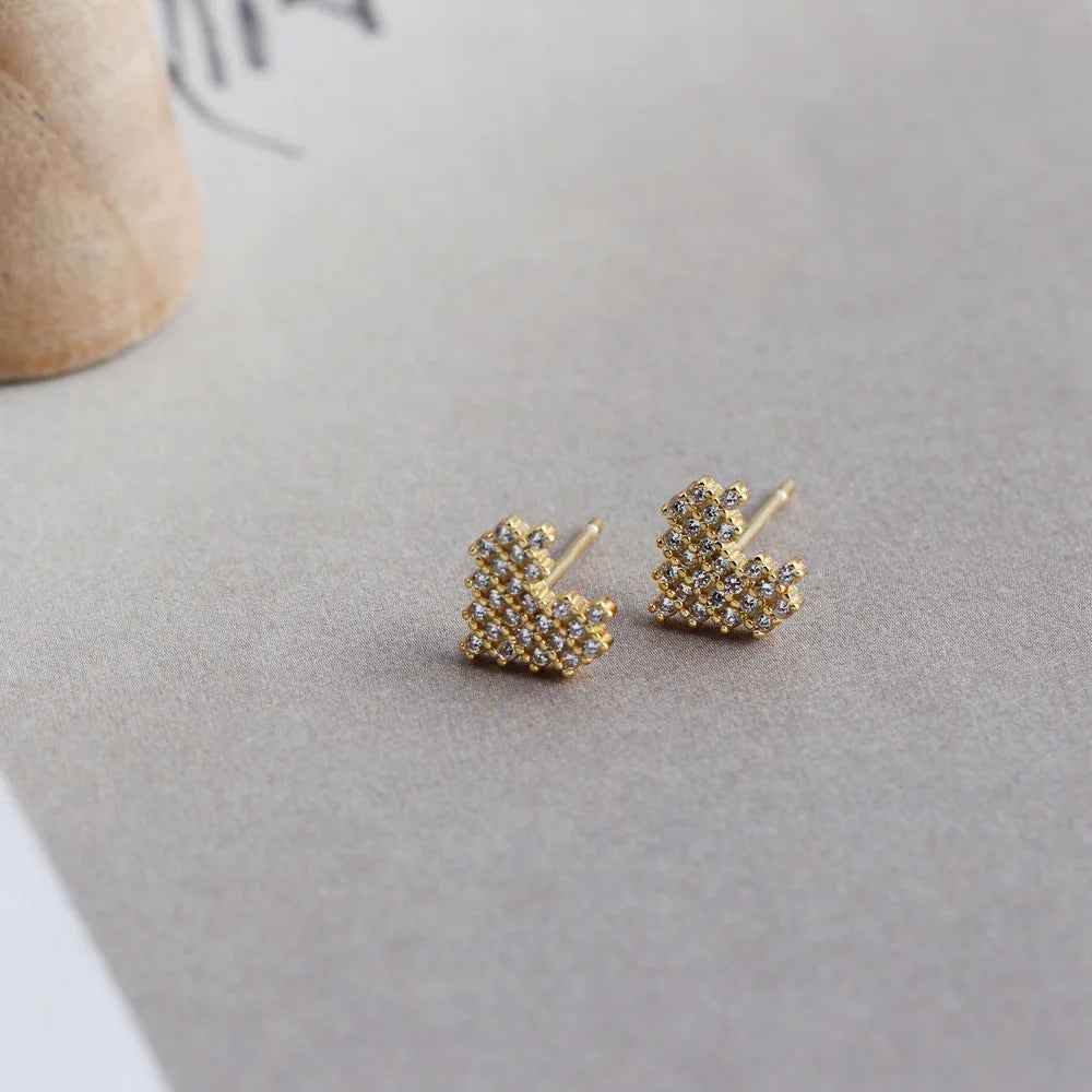 925 Sterling Silver Stud Earrings Charm Jewelry - Simple Heart-shaped - MD327 - Touchy Style