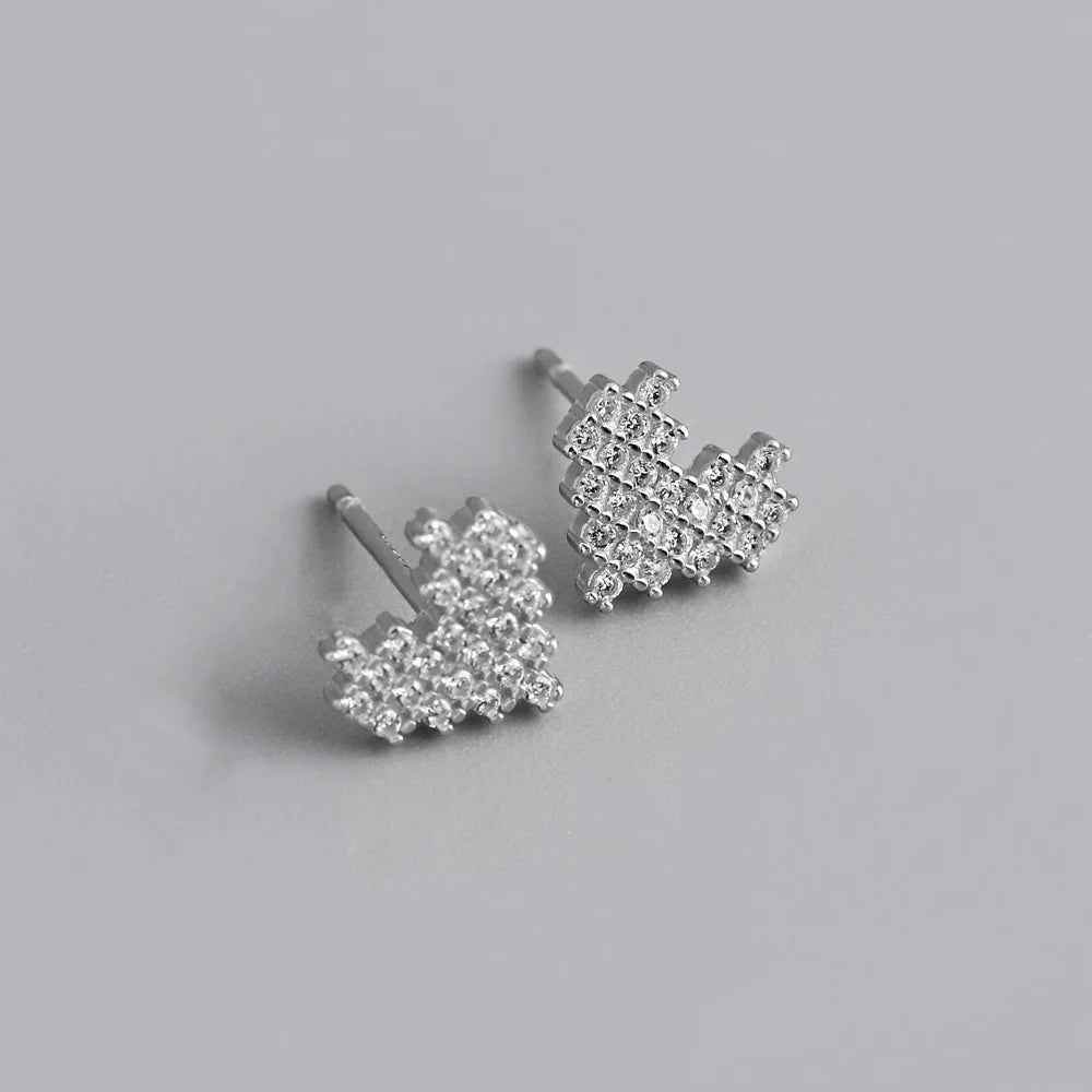 925 Sterling Silver Stud Earrings Charm Jewelry - Simple Heart-shaped - MD327 - Touchy Style