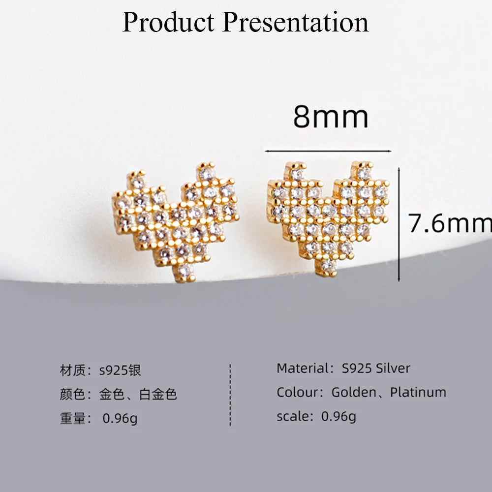 925 Sterling Silver Stud Earrings Charm Jewelry - Simple Heart-shaped - MD327 - Touchy Style