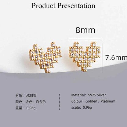 925 Sterling Silver Stud Earrings Charm Jewelry - Simple Heart-shaped - MD327 - Touchy Style