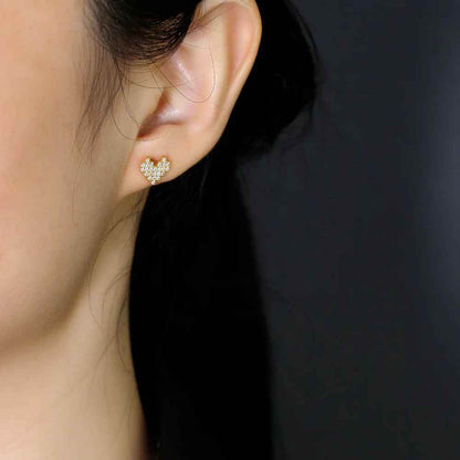 925 Sterling Silver Stud Earrings Charm Jewelry - Simple Heart-shaped - MD327 - Touchy Style