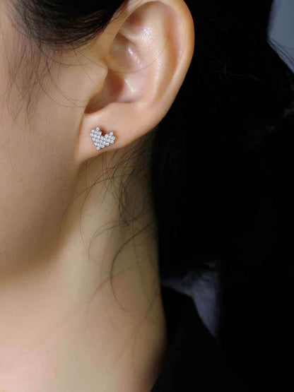 925 Sterling Silver Stud Earrings Charm Jewelry - Simple Heart-shaped - MD327 - Touchy Style