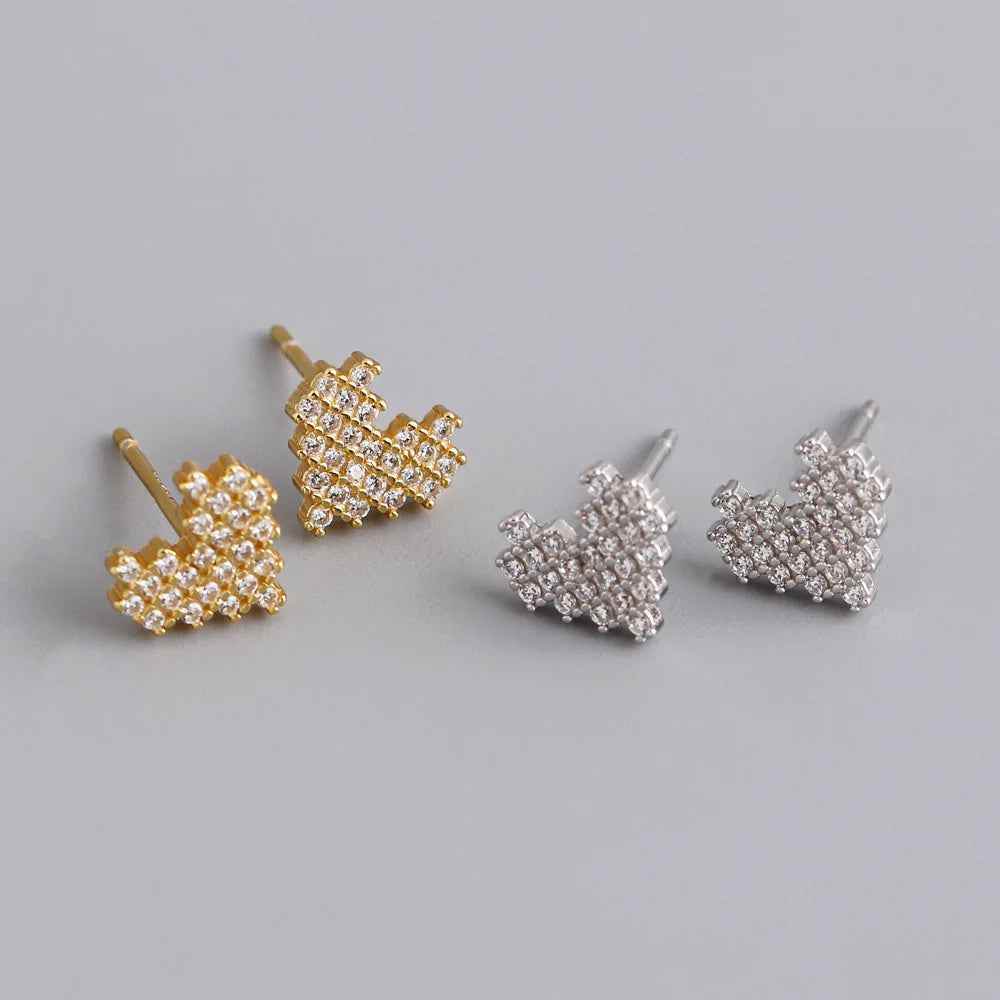 925 Sterling Silver Stud Earrings Charm Jewelry - Simple Heart-shaped - MD327 - Touchy Style