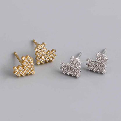 925 Sterling Silver Stud Earrings Charm Jewelry - Simple Heart-shaped - MD327 - Touchy Style