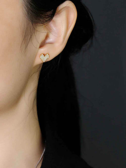 925 Sterling Silver Stud Earrings Charm Jewelry - Simple Heart-shaped - MD327 - Touchy Style