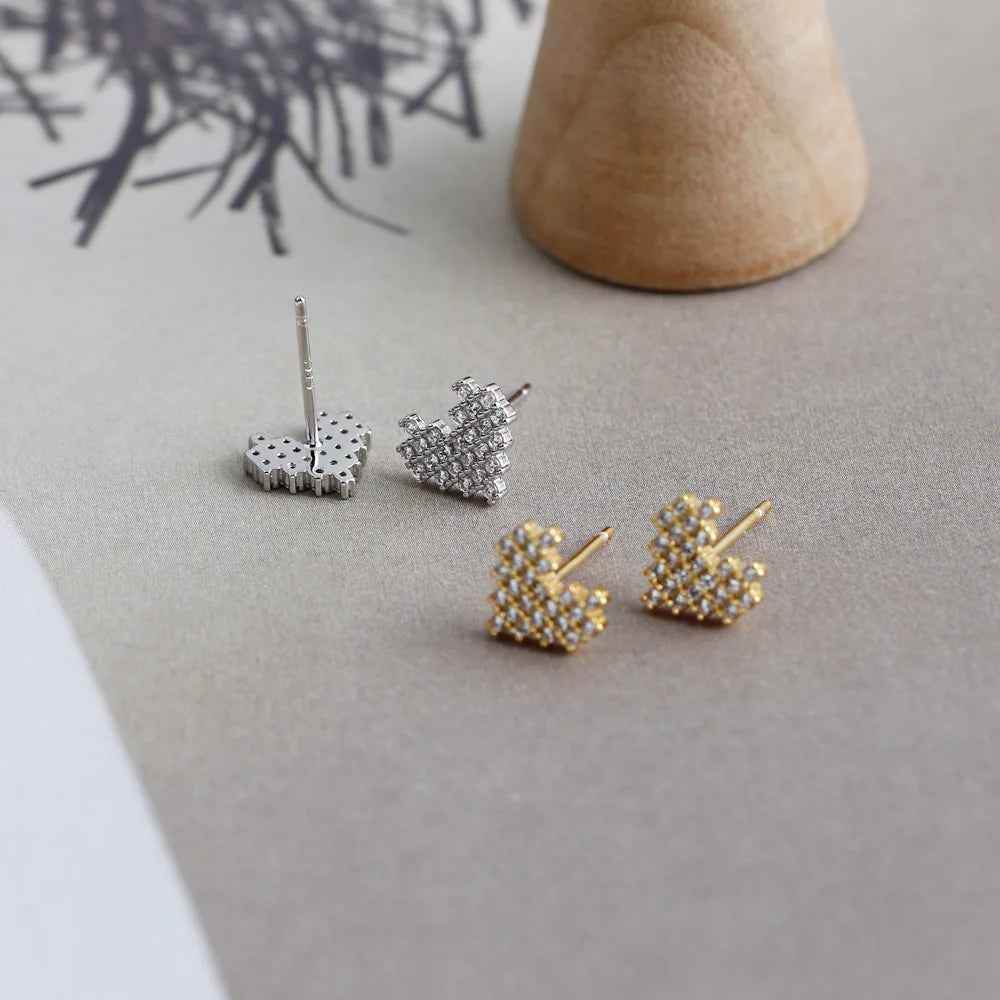 925 Sterling Silver Stud Earrings Charm Jewelry - Simple Heart-shaped - MD327 - Touchy Style