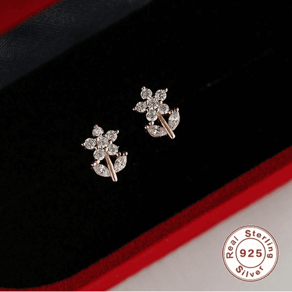 925 Sterling Silver Stud Earrings Charm Jewelry - Small Fresh Flower - Xm340 - Touchy Style