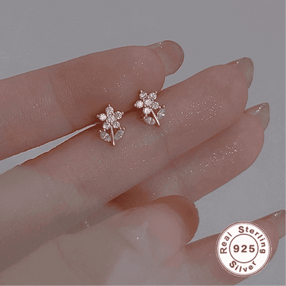 925 Sterling Silver Stud Earrings Charm Jewelry - Small Fresh Flower - Xm340 - Touchy Style