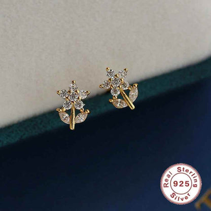 925 Sterling Silver Stud Earrings Charm Jewelry - Small Fresh Flower - Xm340 - Touchy Style
