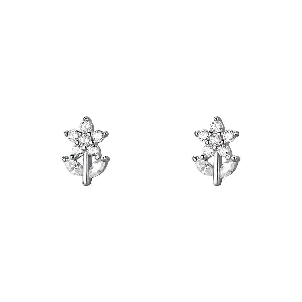 925 Sterling Silver Stud Earrings Charm Jewelry - Small Fresh Flower - Xm340 - Touchy Style