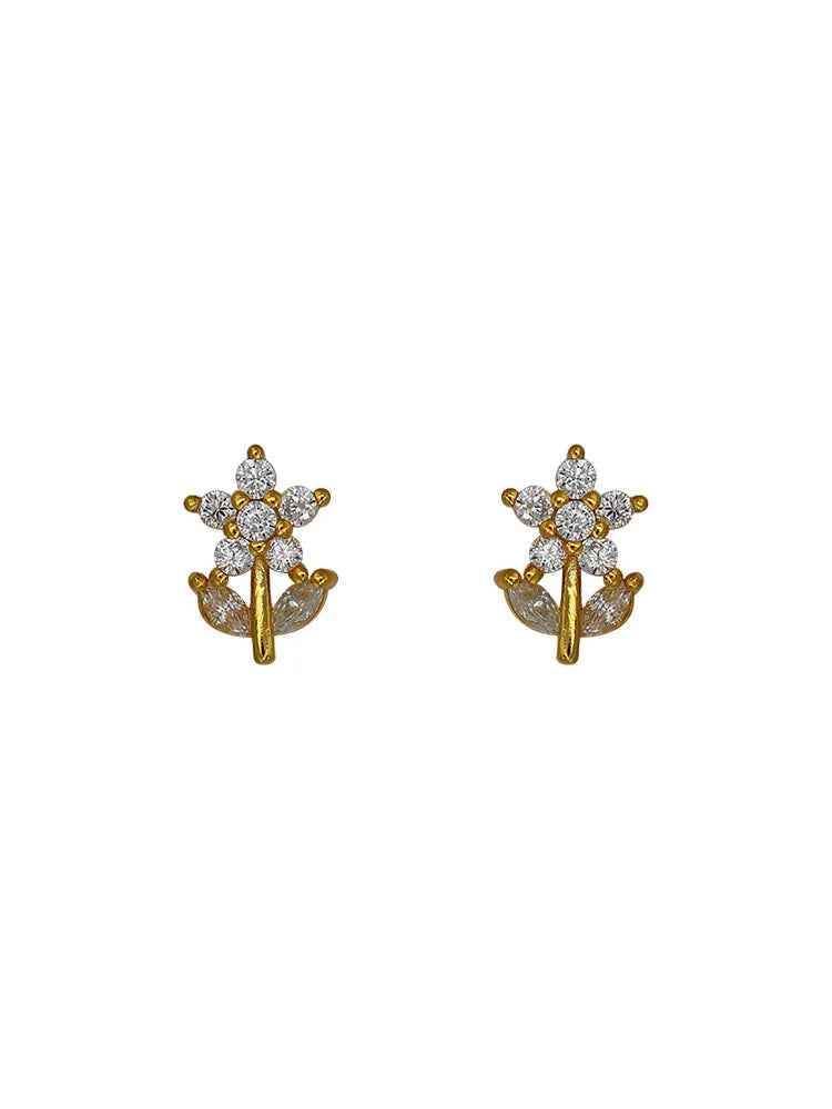 925 Sterling Silver Stud Earrings Charm Jewelry - Small Fresh Flower - Xm340 - Touchy Style