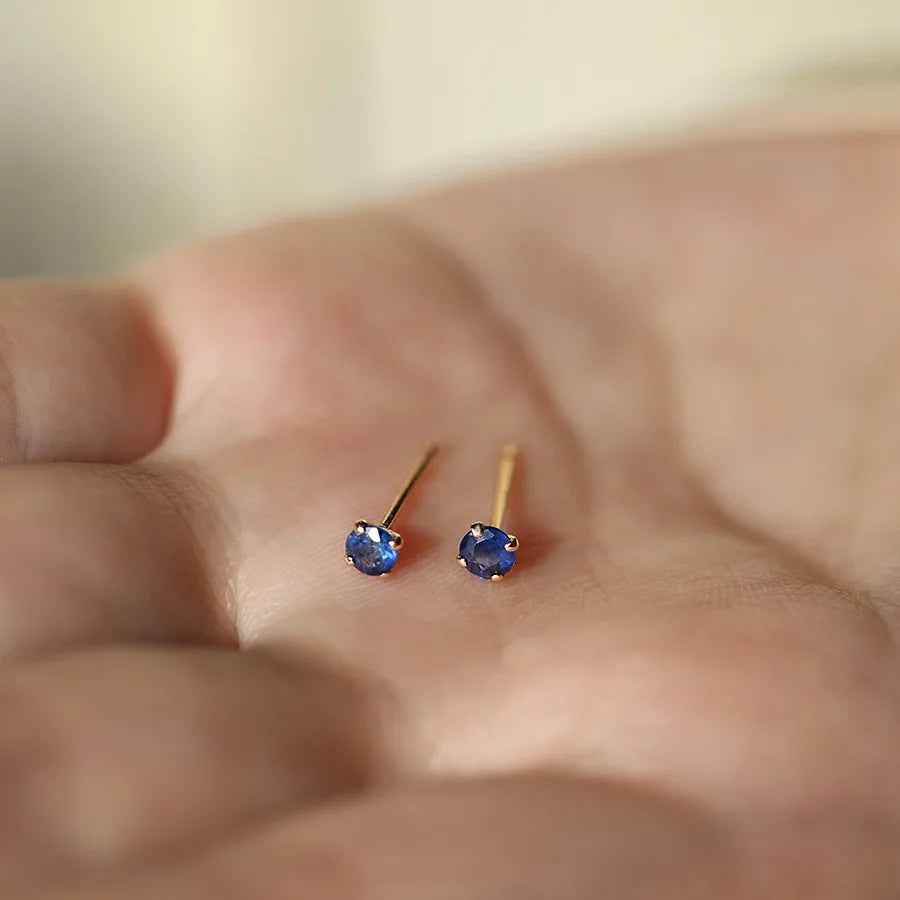925 Sterling Silver Stud Earrings Charm Jewelry - Tiny Blue Zircon - Xm364 - Touchy Style