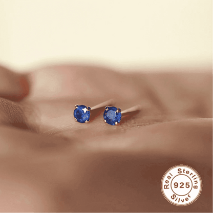 925 Sterling Silver Stud Earrings Charm Jewelry - Tiny Blue Zircon - Xm364 - Touchy Style