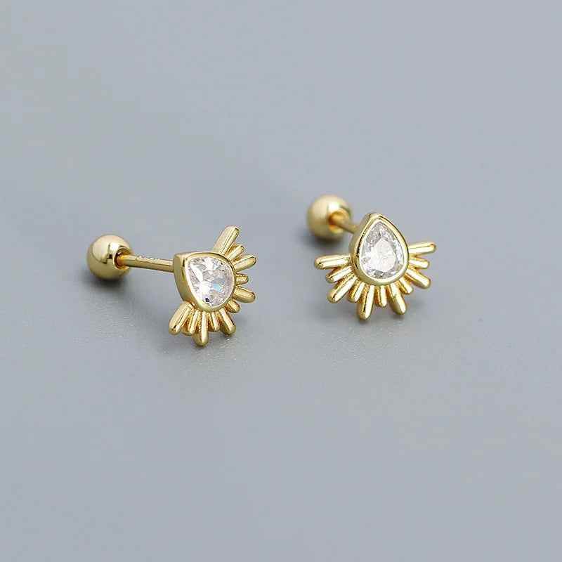 925 Sterling Silver Stud Earrings Charm Jewelry - Water Drop-shaped - YH0441 - Touchy Style