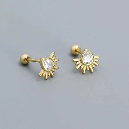 925 Sterling Silver Stud Earrings Charm Jewelry - Water Drop-shaped - YH0441 - Touchy Style