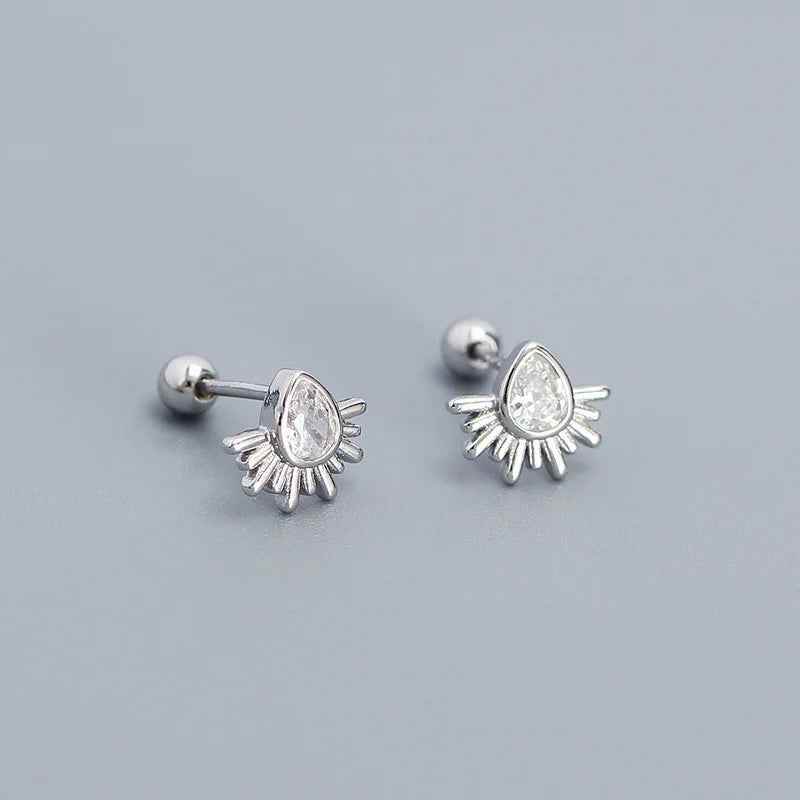 925 Sterling Silver Stud Earrings Charm Jewelry - Water Drop-shaped - YH0441 - Touchy Style