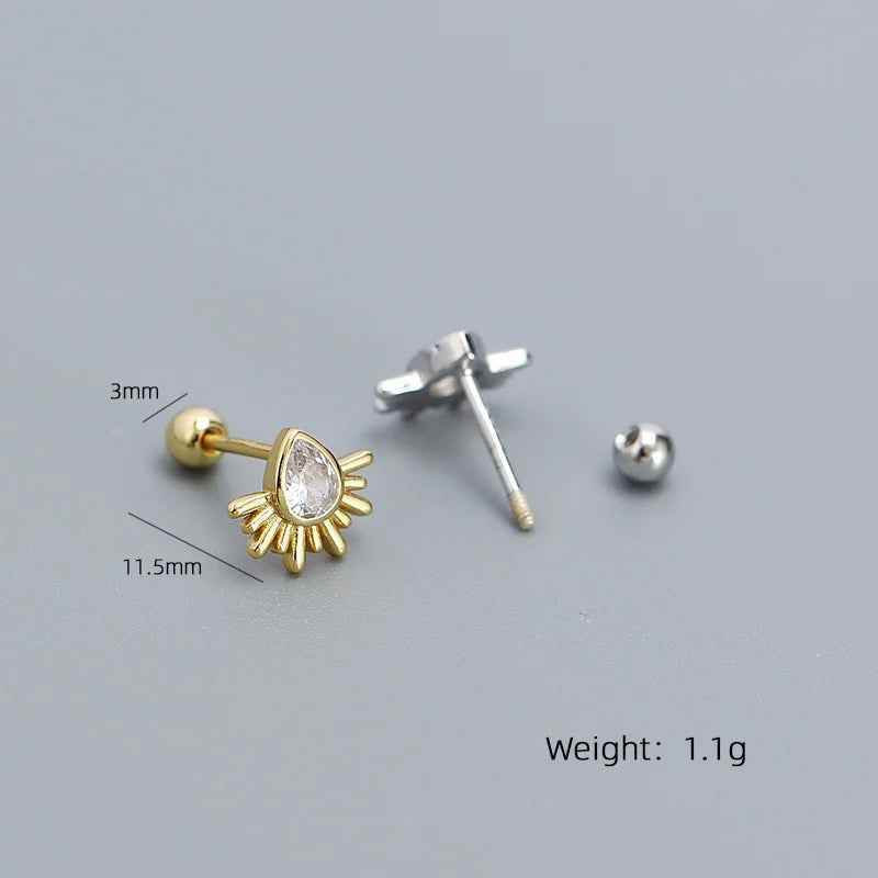 925 Sterling Silver Stud Earrings Charm Jewelry - Water Drop-shaped - YH0441 - Touchy Style