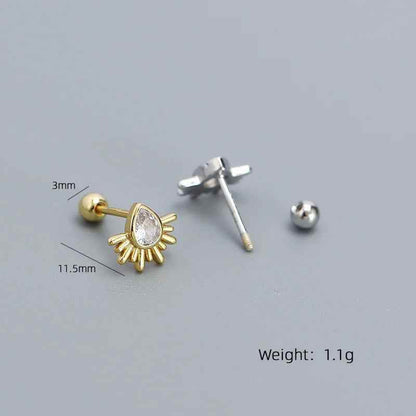 925 Sterling Silver Stud Earrings Charm Jewelry - Water Drop-shaped - YH0441 - Touchy Style