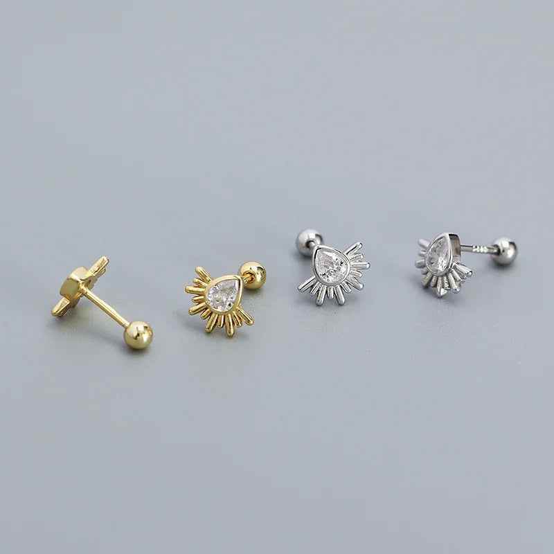 925 Sterling Silver Stud Earrings Charm Jewelry - Water Drop-shaped - YH0441 - Touchy Style