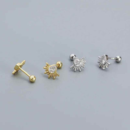 925 Sterling Silver Stud Earrings Charm Jewelry - Water Drop-shaped - YH0441 - Touchy Style