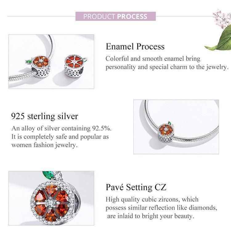 925 Sterling Silver Summer Red Grapefruit Pendent Charm Jewelry GN1242 - Touchy Style