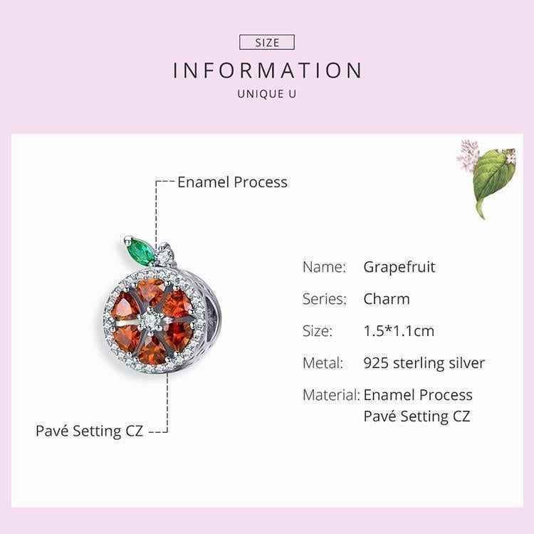 925 Sterling Silver Summer Red Grapefruit Pendent Charm Jewelry GN1242 - Touchy Style