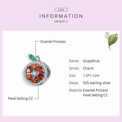 925 Sterling Silver Summer Red Grapefruit Pendent Charm Jewelry GN1242 - Touchy Style