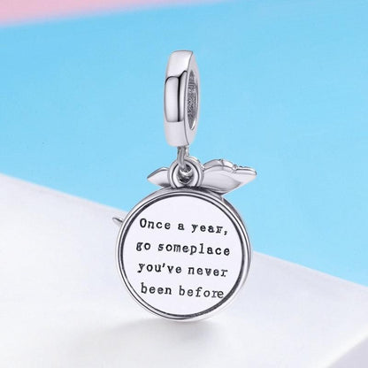 925 Sterling Silver Travel Around World Plane Pendant Charm Jewelry Without Chain - Touchy Style .